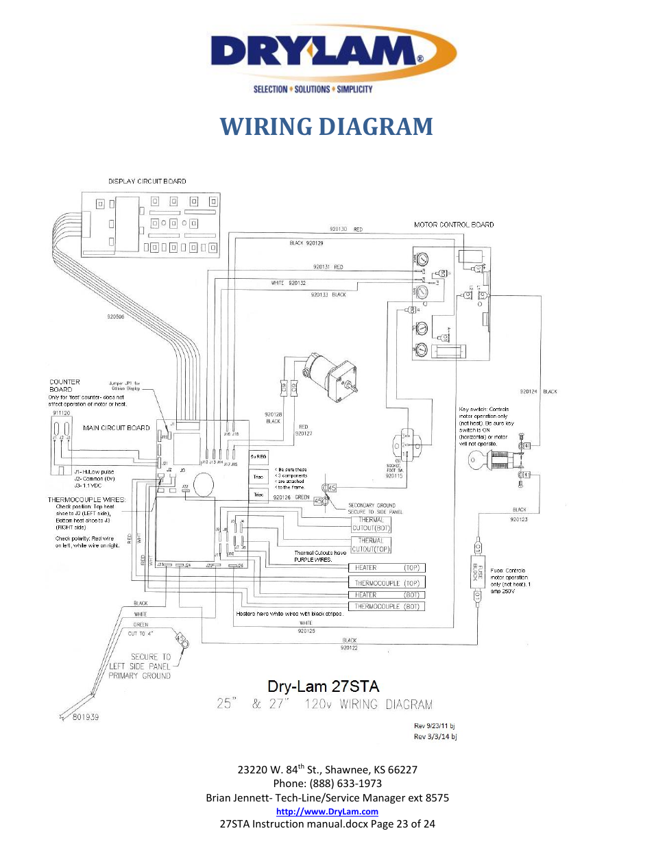 Wiring diagram | Drylam 27STA Roller Laminator User Manual | Page 23 / 24