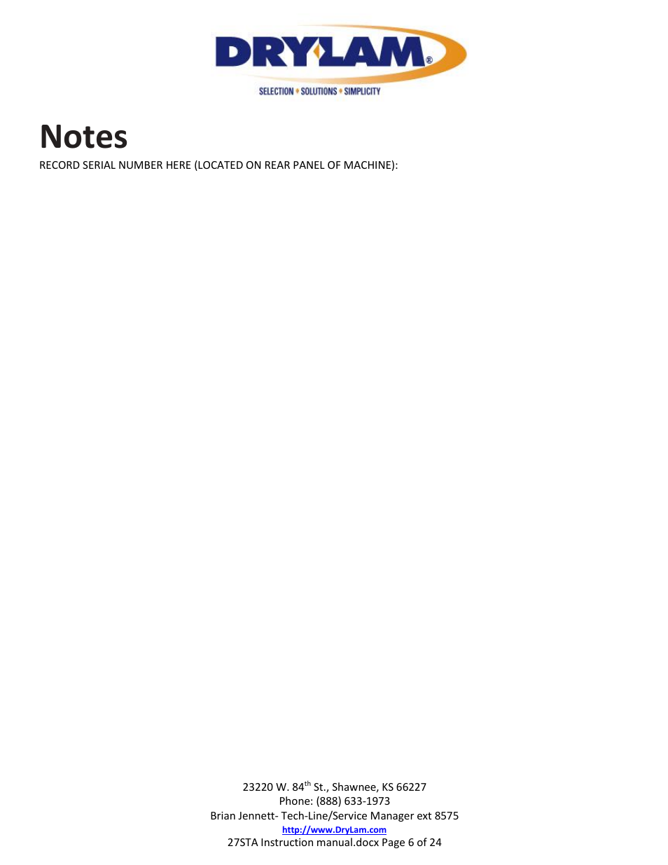 Drylam 27STA Roller Laminator User Manual | Page 6 / 24