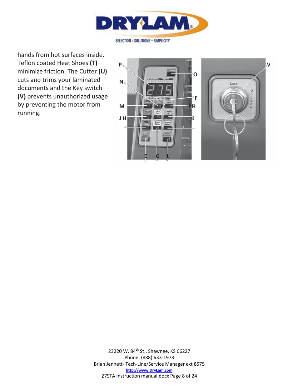 Drylam 27STA Roller Laminator User Manual | Page 8 / 24