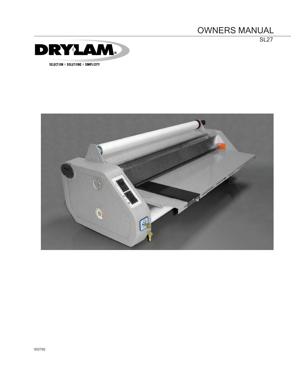 Drylam SL27 Roller Laminator User Manual | 17 pages