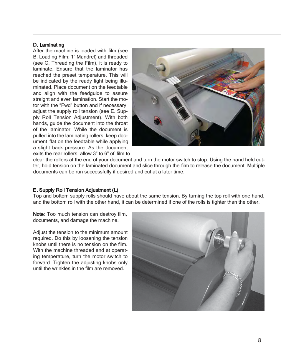 Sl27 pg8 | Drylam SL27 Roller Laminator User Manual | Page 10 / 17