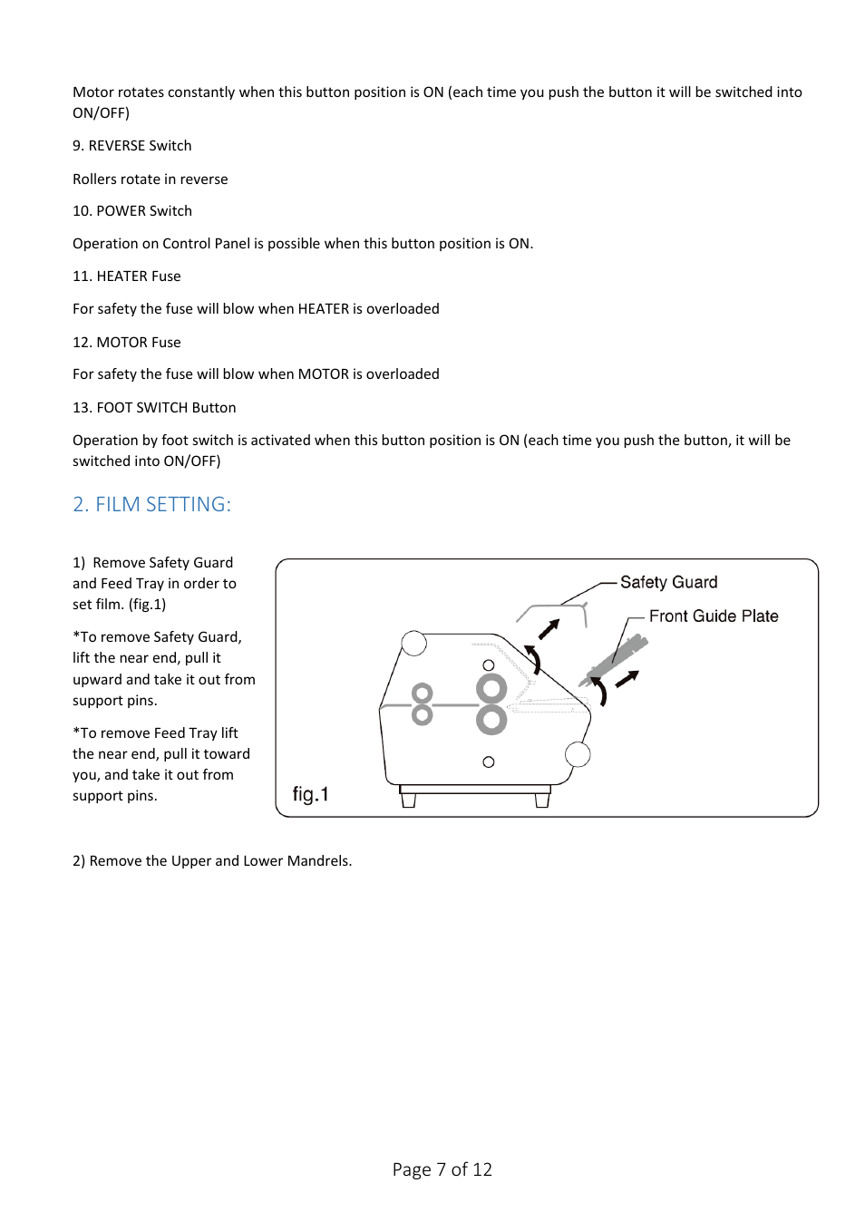 Film setting, Page 7 of 12 | Drylam Fujipla LPP6512 Roller Laminator User Manual | Page 7 / 12