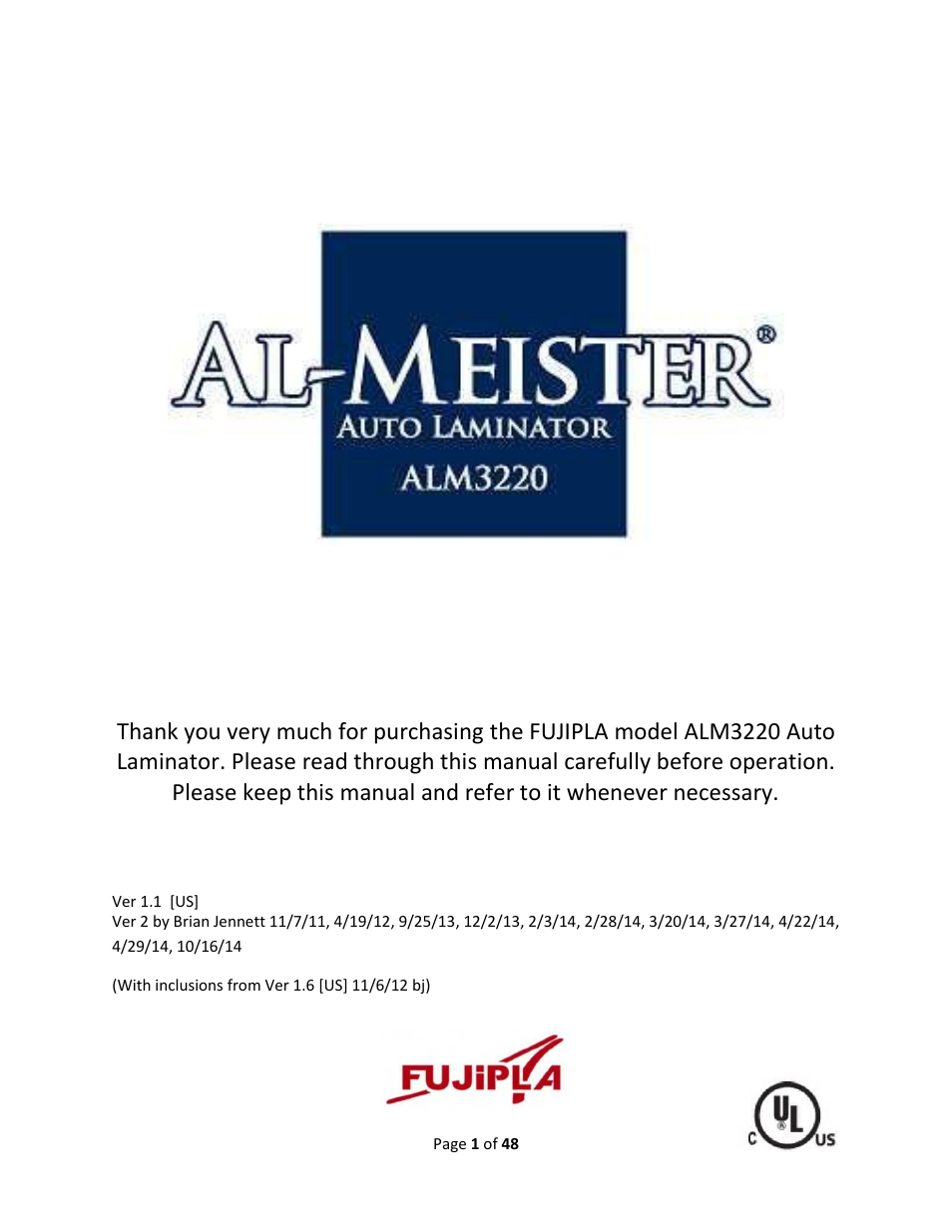 Drylam Fujipla ALM3220 User Manual | 48 pages