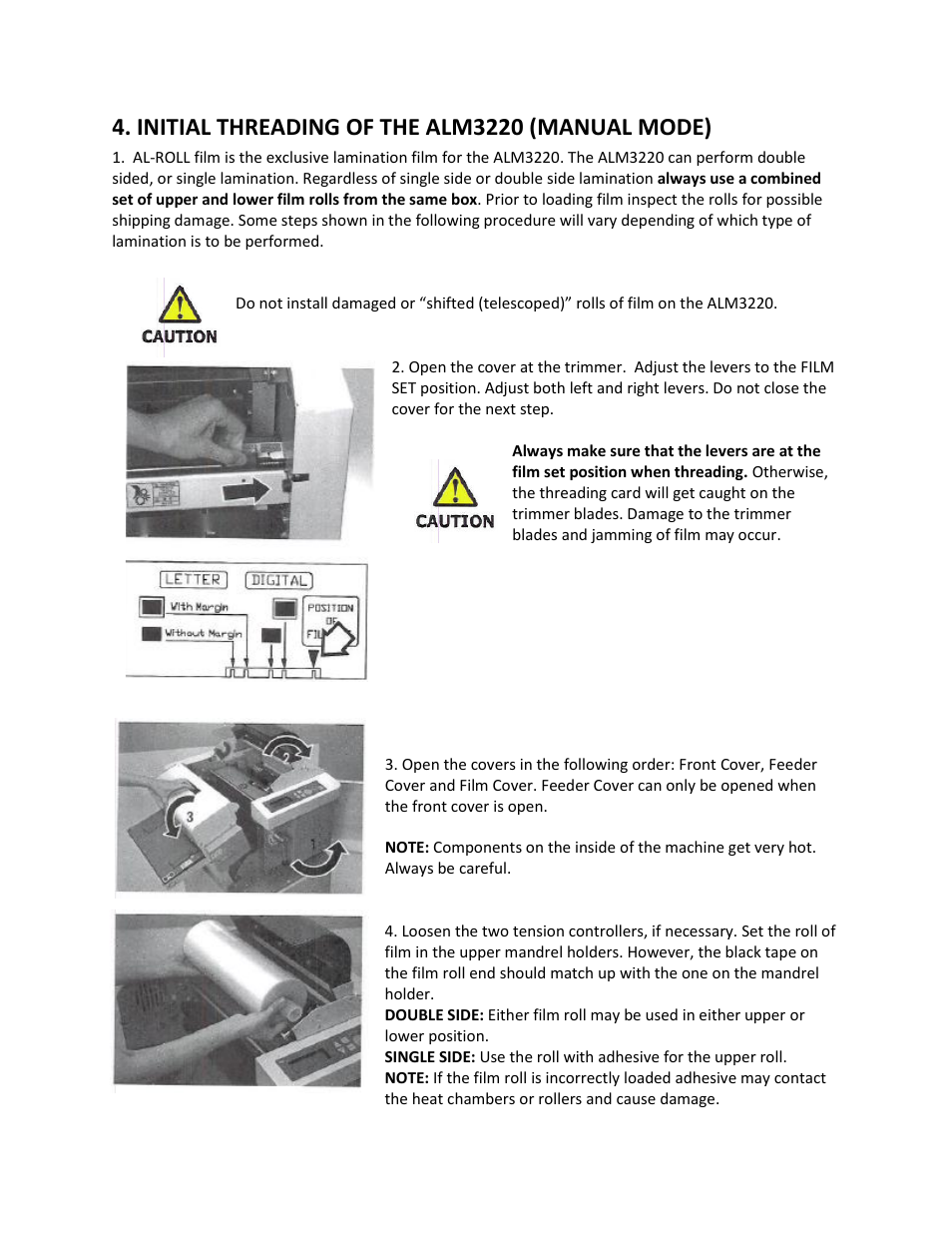 Initial threading of the alm3220 (manual mode) | Drylam Fujipla ALM3220 User Manual | Page 17 / 48