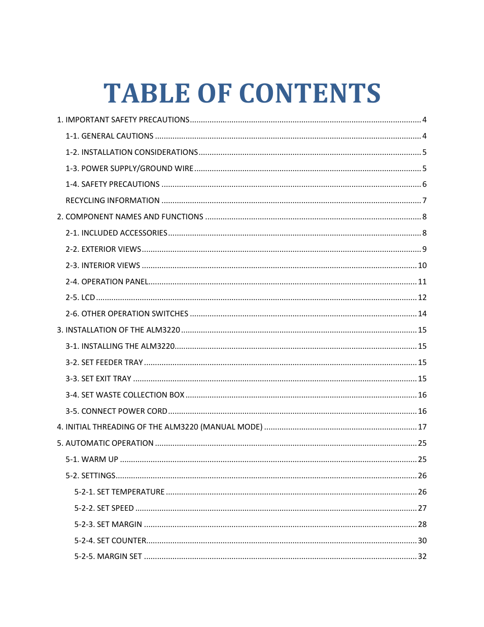 Drylam Fujipla ALM3220 User Manual | Page 2 / 48