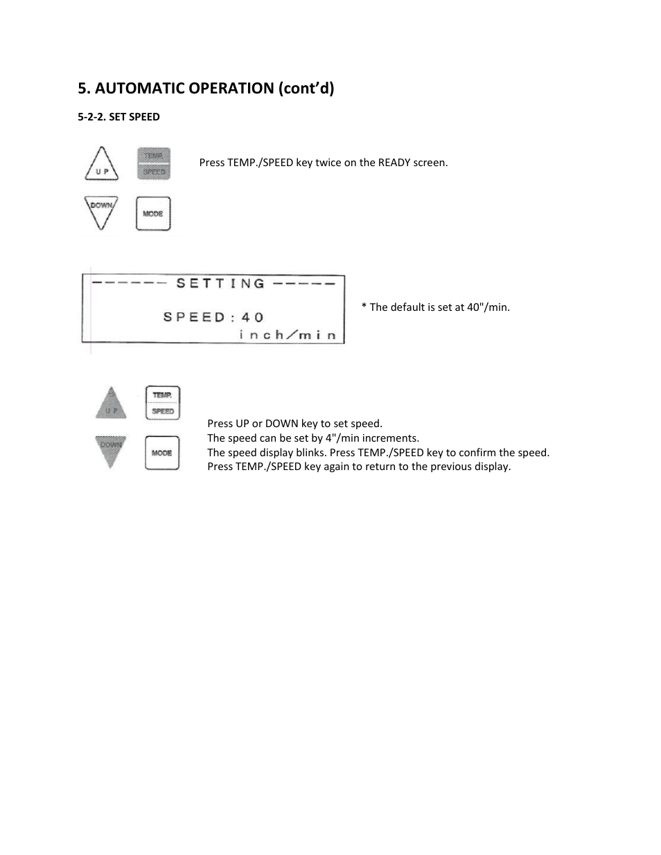 2-2. set speed, Automatic operation (cont’d) | Drylam Fujipla ALM3220 User Manual | Page 27 / 48