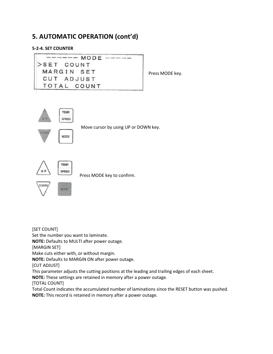 2-4. set counter, Automatic operation (cont’d) | Drylam Fujipla ALM3220 User Manual | Page 30 / 48