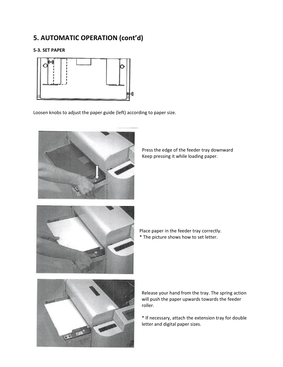 3. set paper, Automatic operation (cont’d) | Drylam Fujipla ALM3220 User Manual | Page 36 / 48