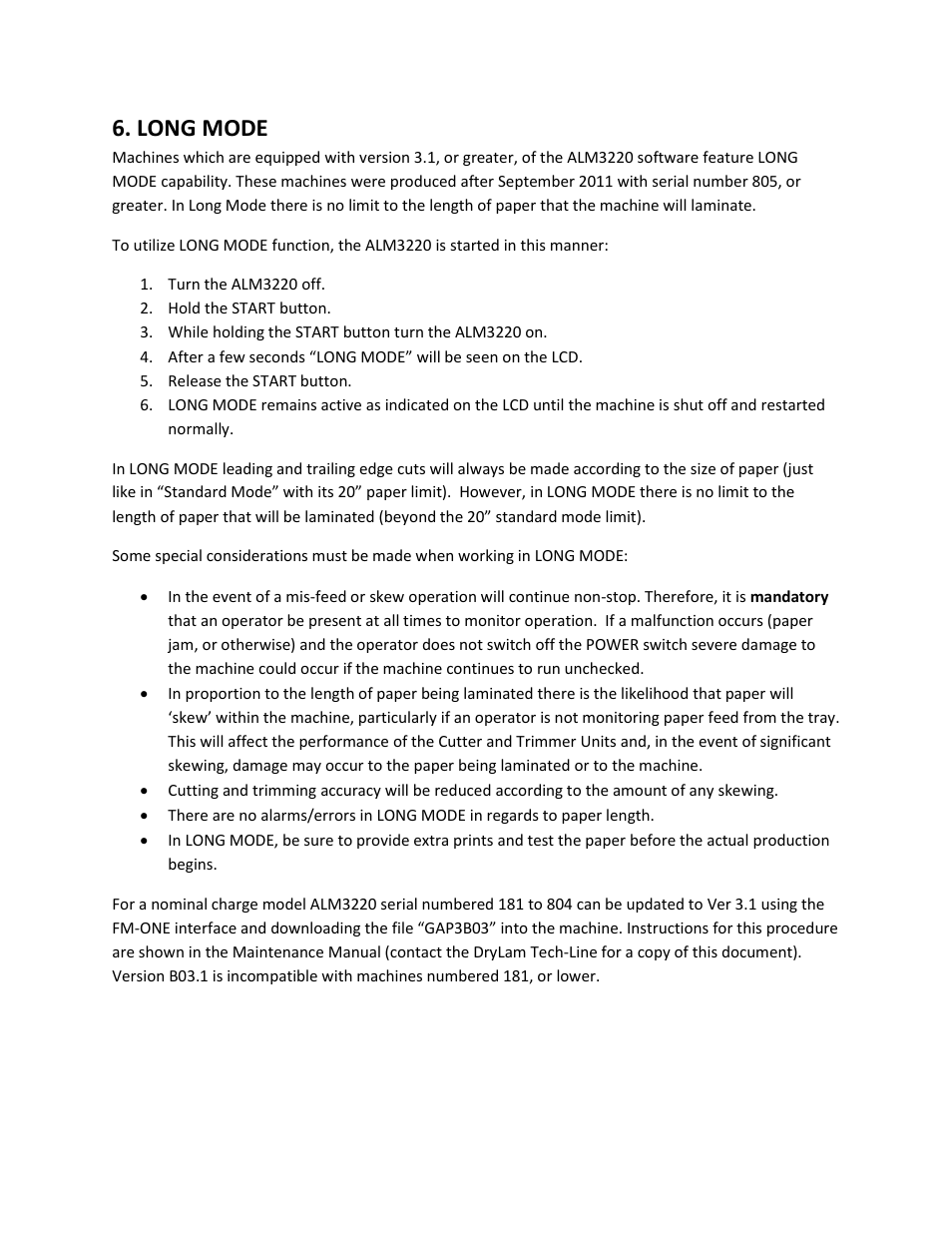 Long mode | Drylam Fujipla ALM3220 User Manual | Page 39 / 48