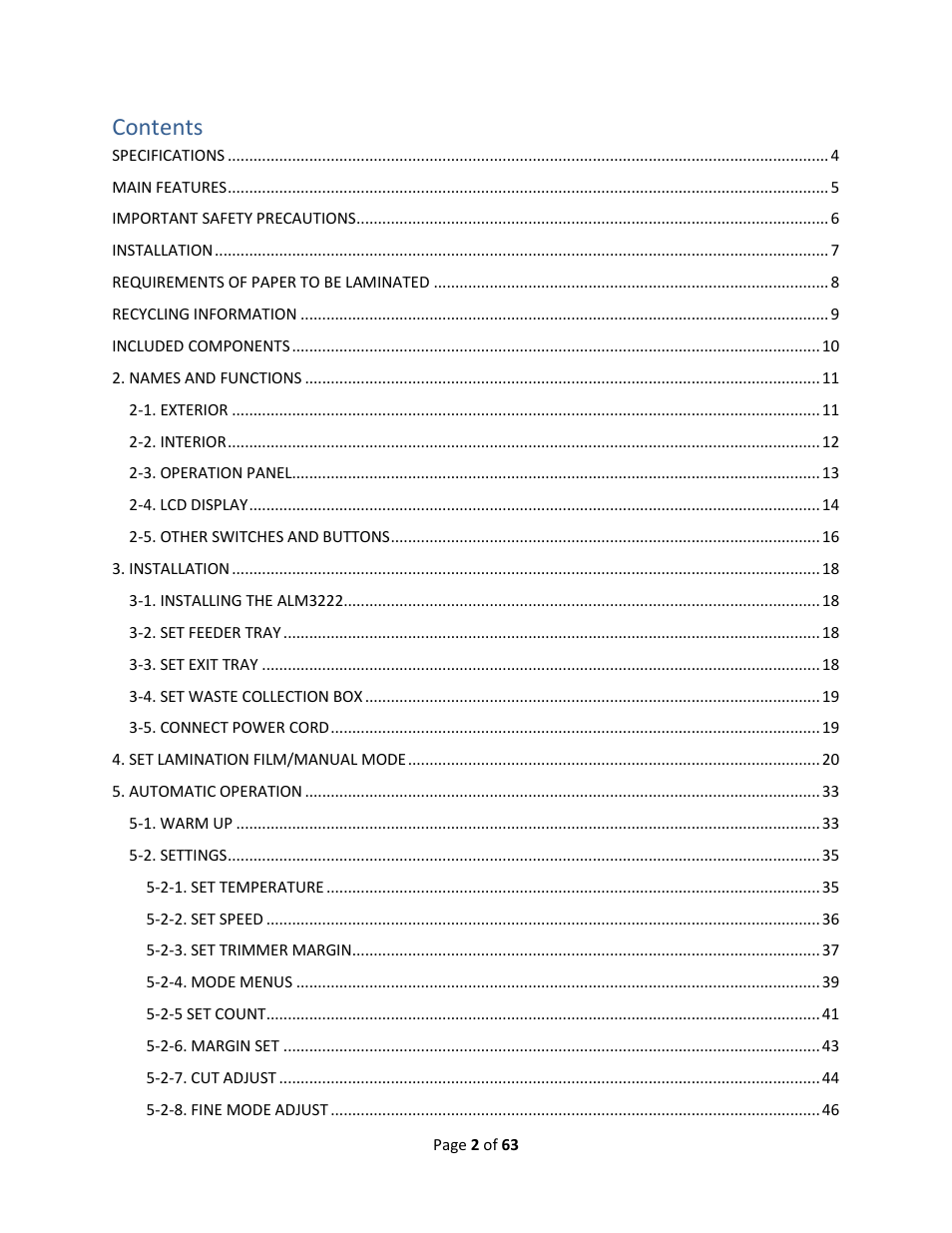 Drylam Fujipla ALM3222 User Manual | Page 2 / 63