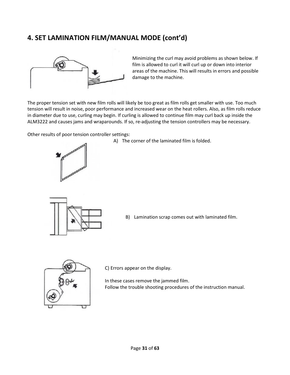 Set lamination film/manual mode (cont’d) | Drylam Fujipla ALM3222 User Manual | Page 31 / 63