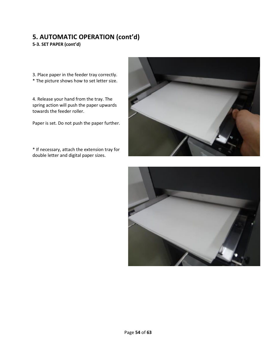 Automatic operation (cont’d) | Drylam Fujipla ALM3222 User Manual | Page 54 / 63
