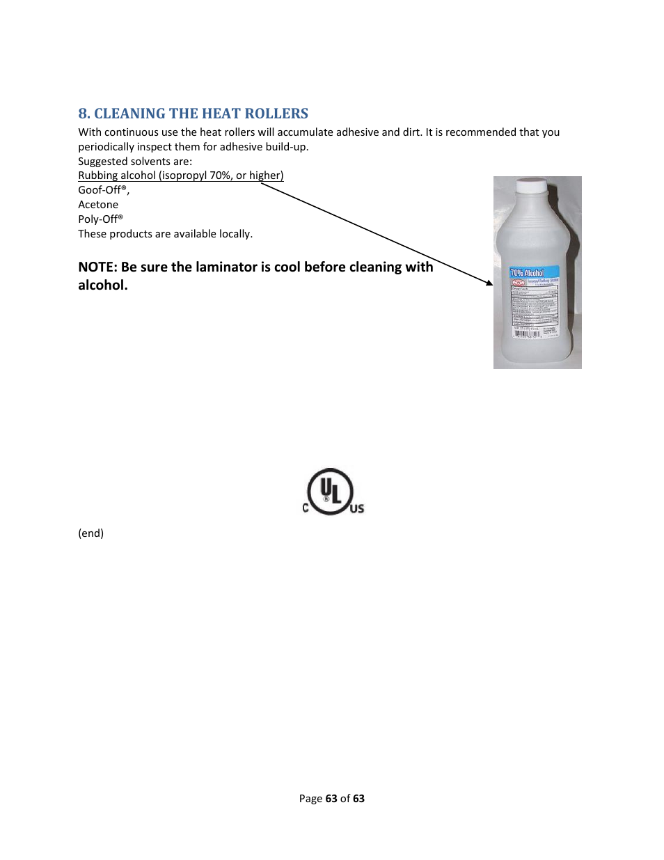 Cleaning the heat rollers | Drylam Fujipla ALM3222 User Manual | Page 63 / 63