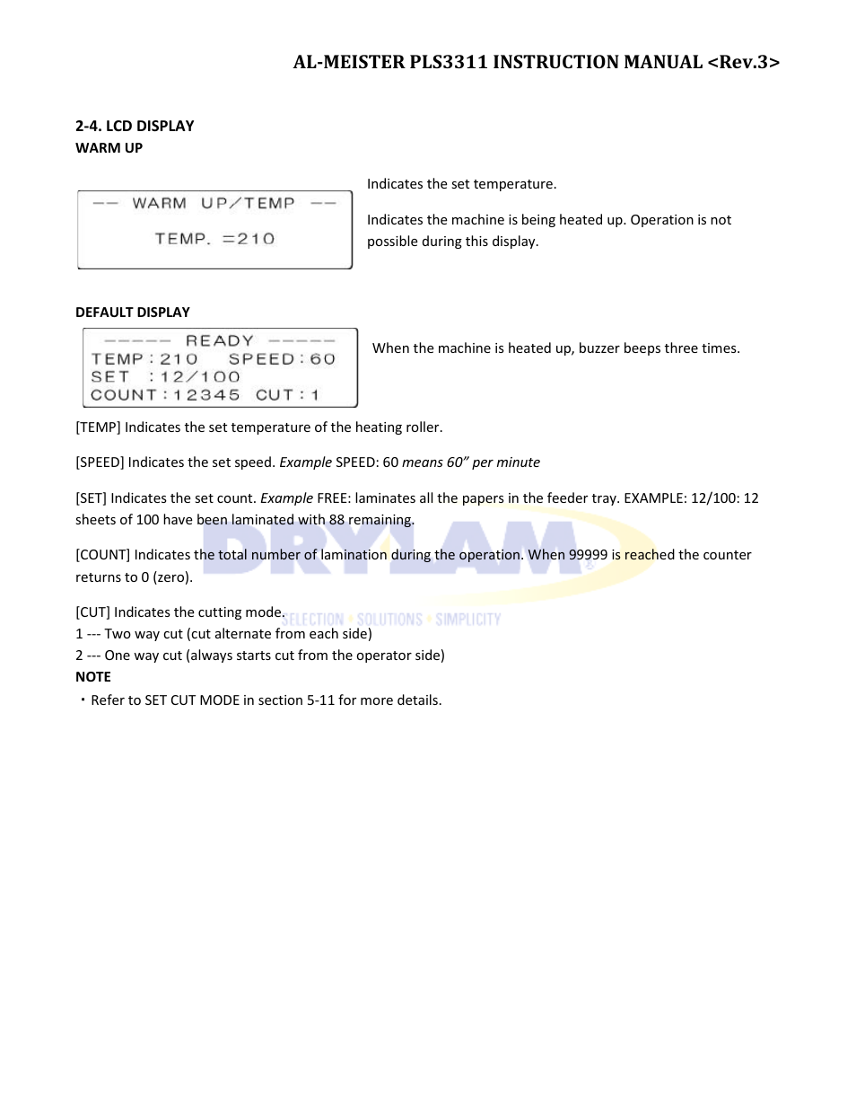 Drylam Fujipla PLS3311 User Manual | Page 13 / 59