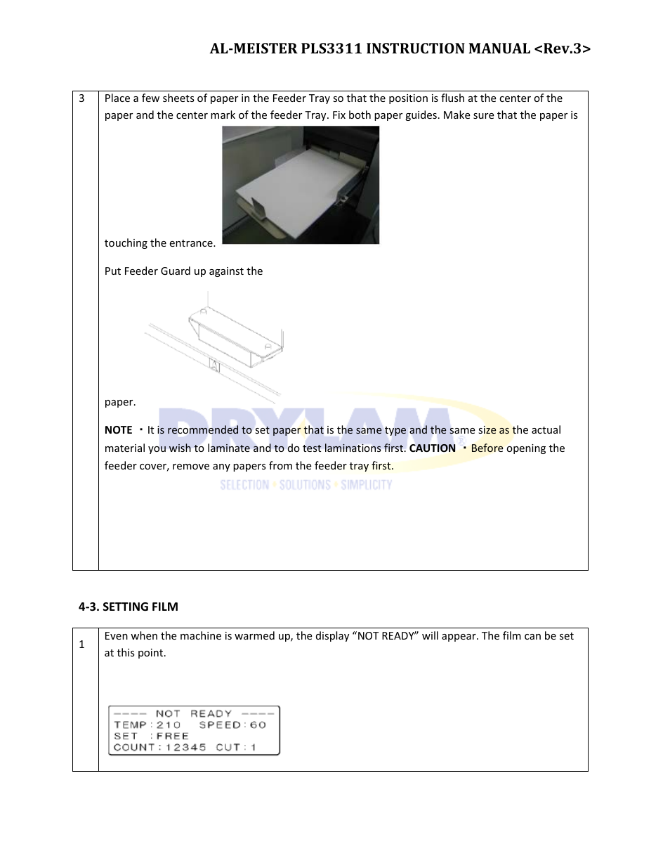 Drylam Fujipla PLS3311 User Manual | Page 20 / 59