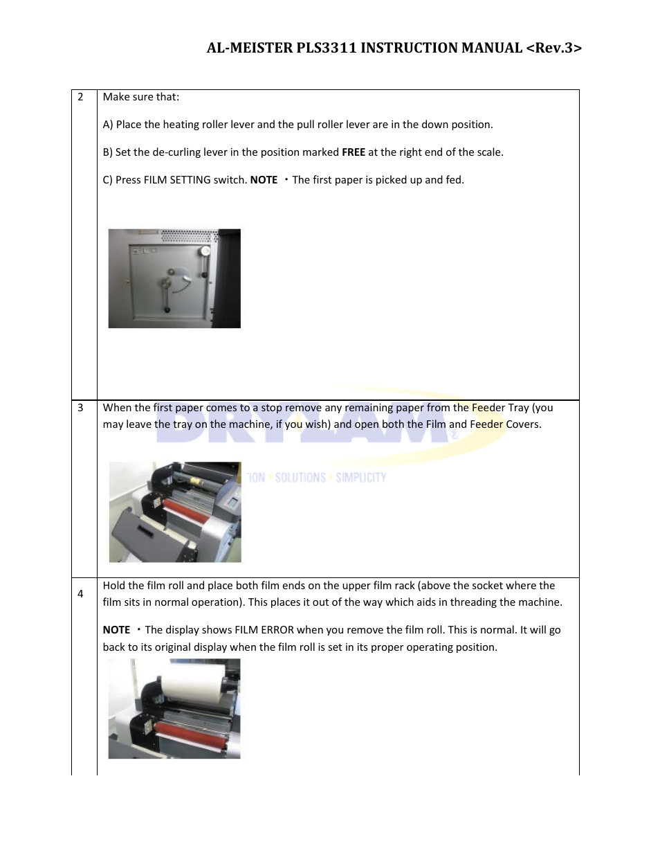 Drylam Fujipla PLS3311 User Manual | Page 21 / 59