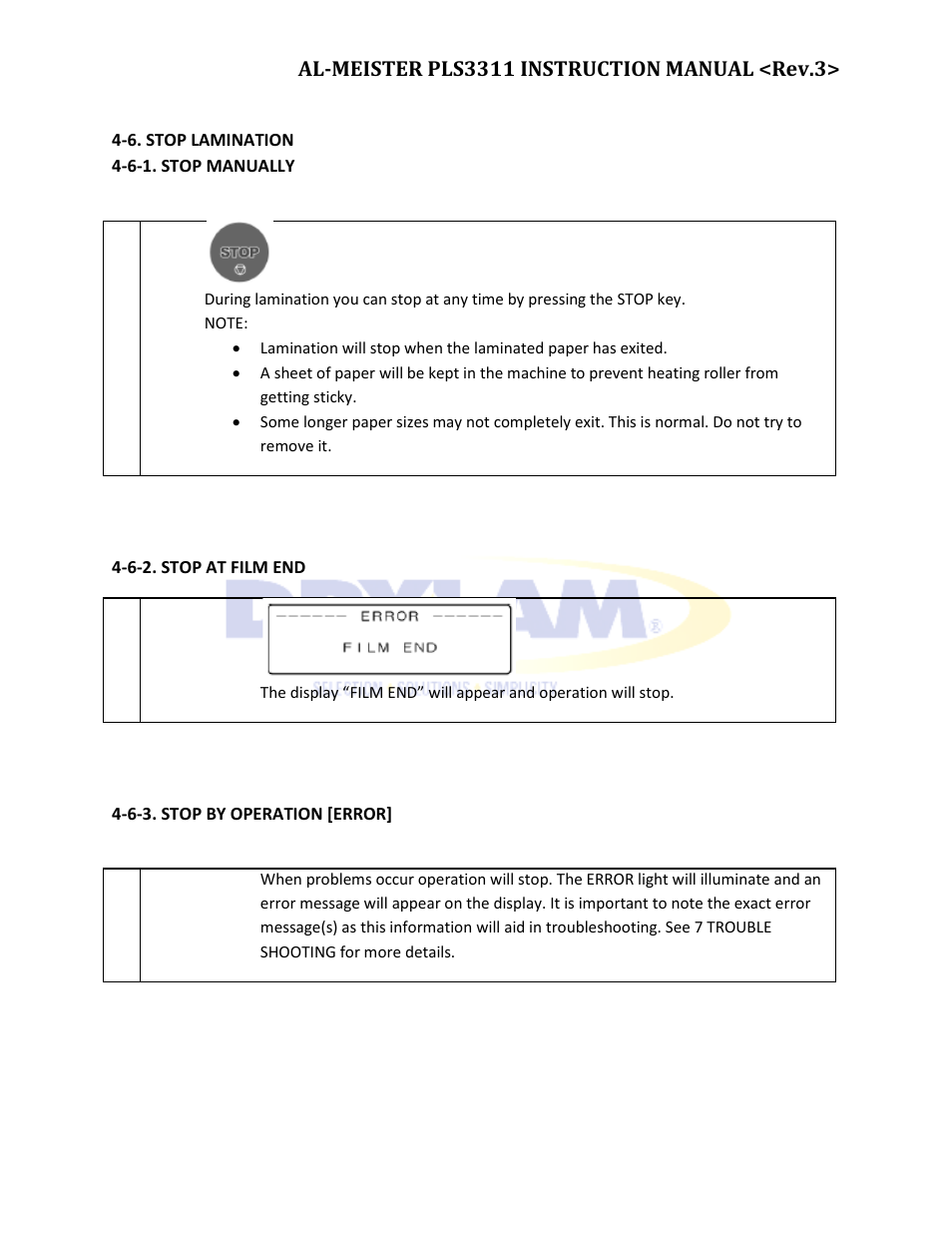 Drylam Fujipla PLS3311 User Manual | Page 27 / 59