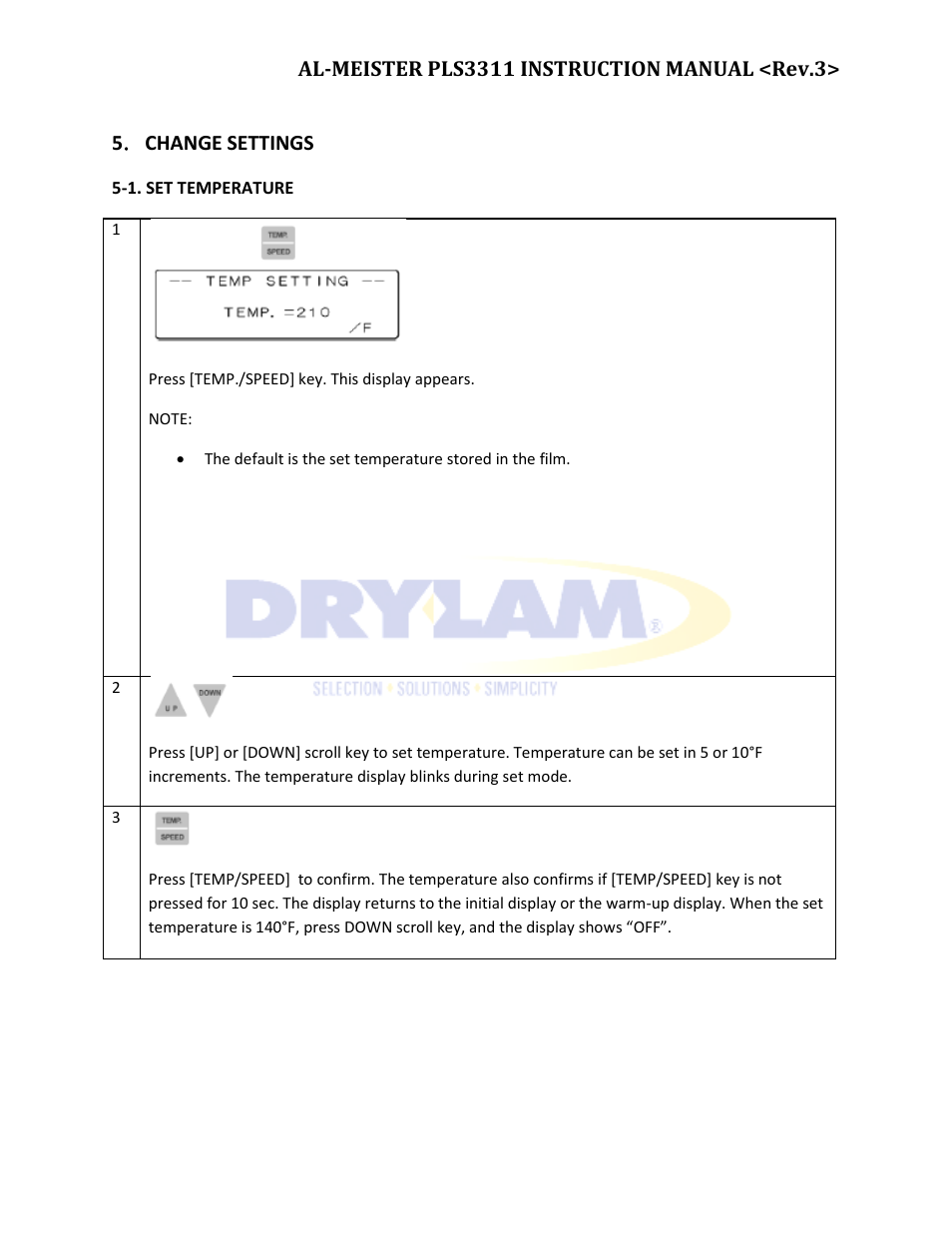 5 ． change settings | Drylam Fujipla PLS3311 User Manual | Page 29 / 59