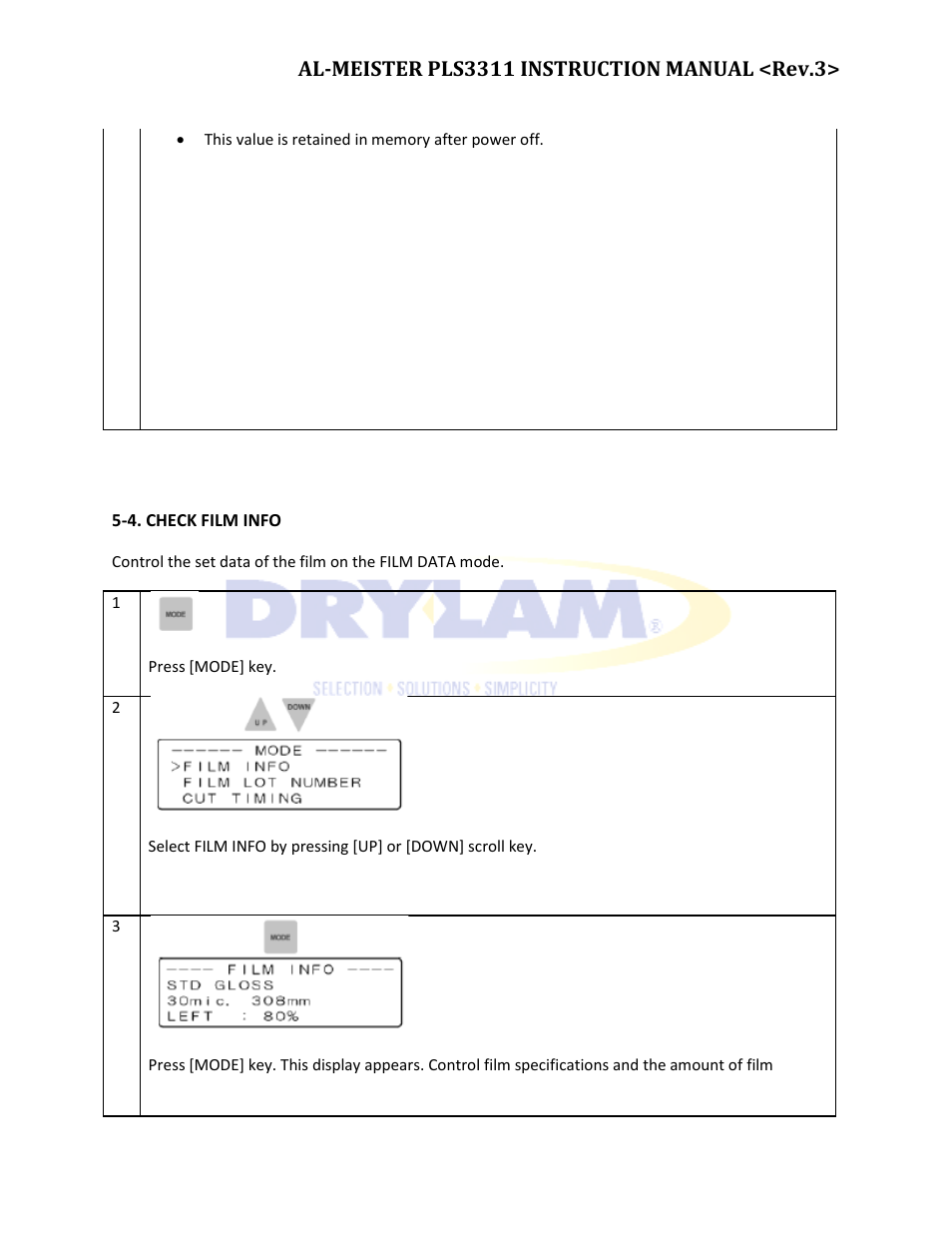 Drylam Fujipla PLS3311 User Manual | Page 32 / 59