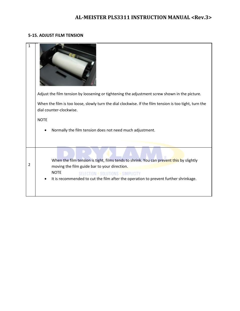 Drylam Fujipla PLS3311 User Manual | Page 49 / 59