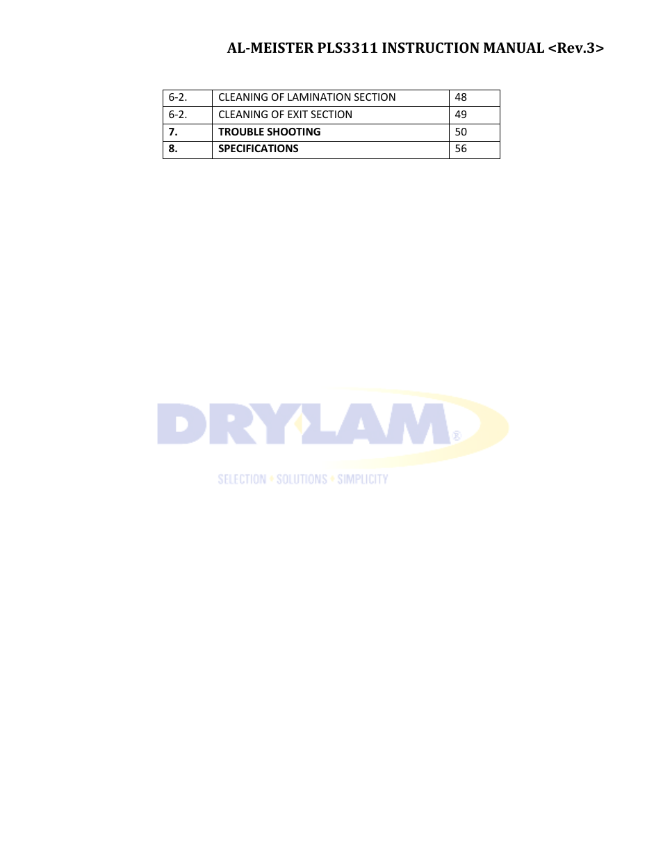 Drylam Fujipla PLS3311 User Manual | Page 8 / 59