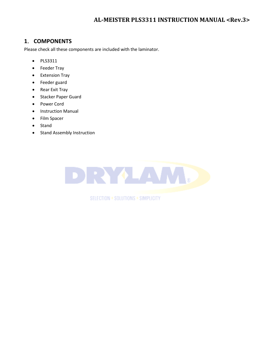 Drylam Fujipla PLS3311 User Manual | Page 9 / 59
