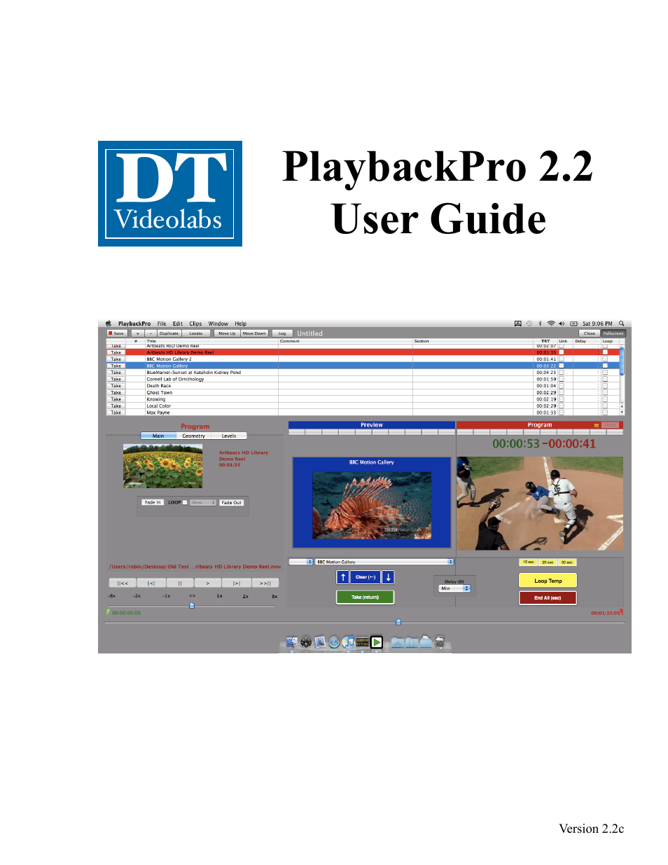 DT Videolabs PlaybackPro User Manual | 12 pages