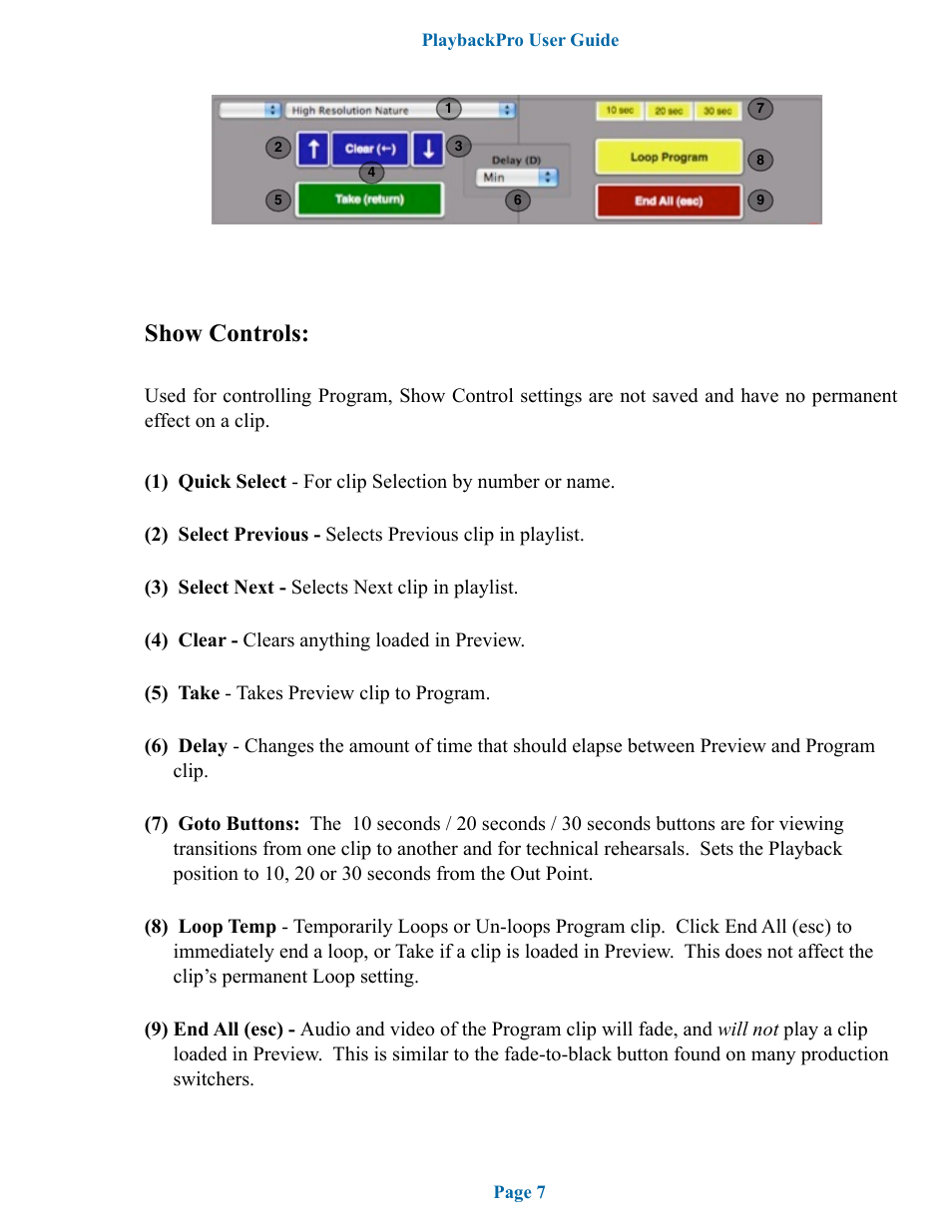 Show controls | DT Videolabs PlaybackPro User Manual | Page 8 / 12