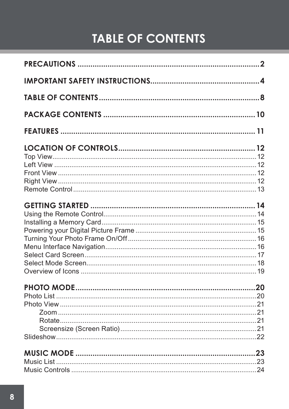 COBY electronic DP-562 User Manual | Page 8 / 44