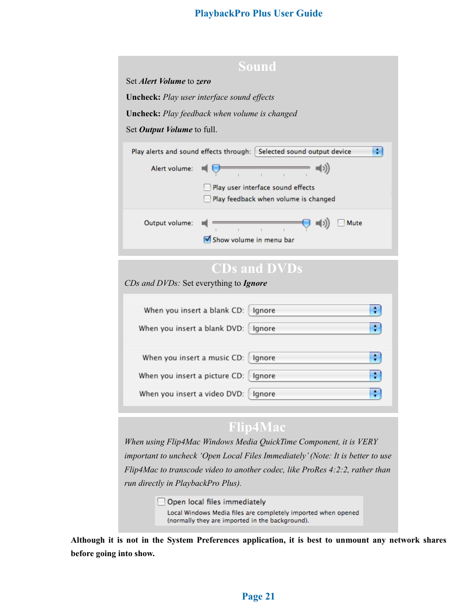 Cds and dvds, Sound, Flip4mac | DT Videolabs PlaybackPro Plus User Manual | Page 22 / 22