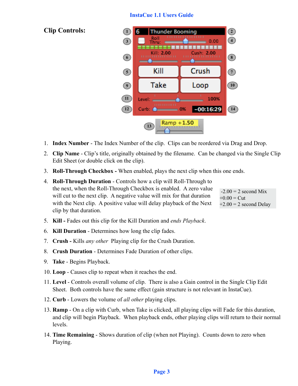 Clip controls | DT Videolabs InstaCue User Manual | Page 4 / 12