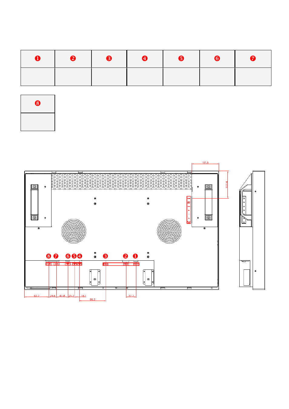 Connector positions | DynaScan 32″ 2500 nit Professional High Brightness LCD DS321LR4 User Manual | Page 15 / 32