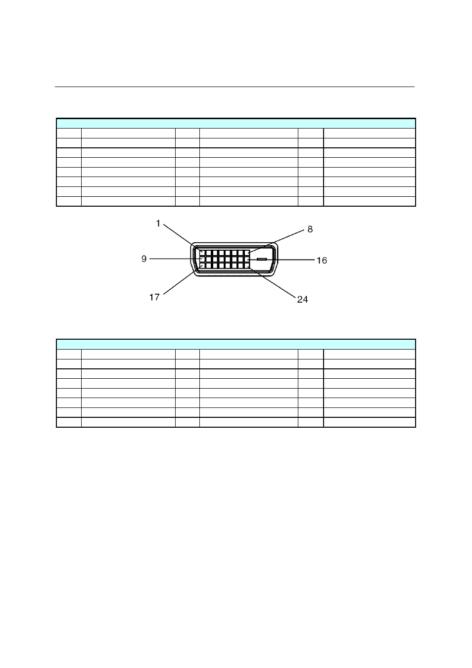 Pin assignments, Digital rgb output (dvi-d): dvi, Digital rgb input (dvi-d): dvi | DynaScan 55″ 3000 nit High Brightness LCD with Super Narrow Bezel DS551LX4 User Manual | Page 26 / 29