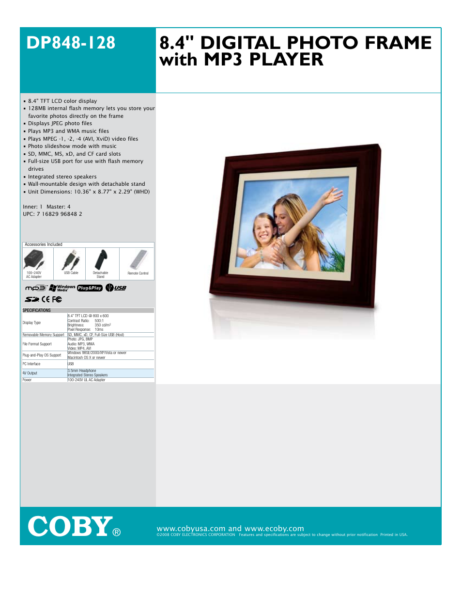 COBY DP848-128 User Manual | 1 page