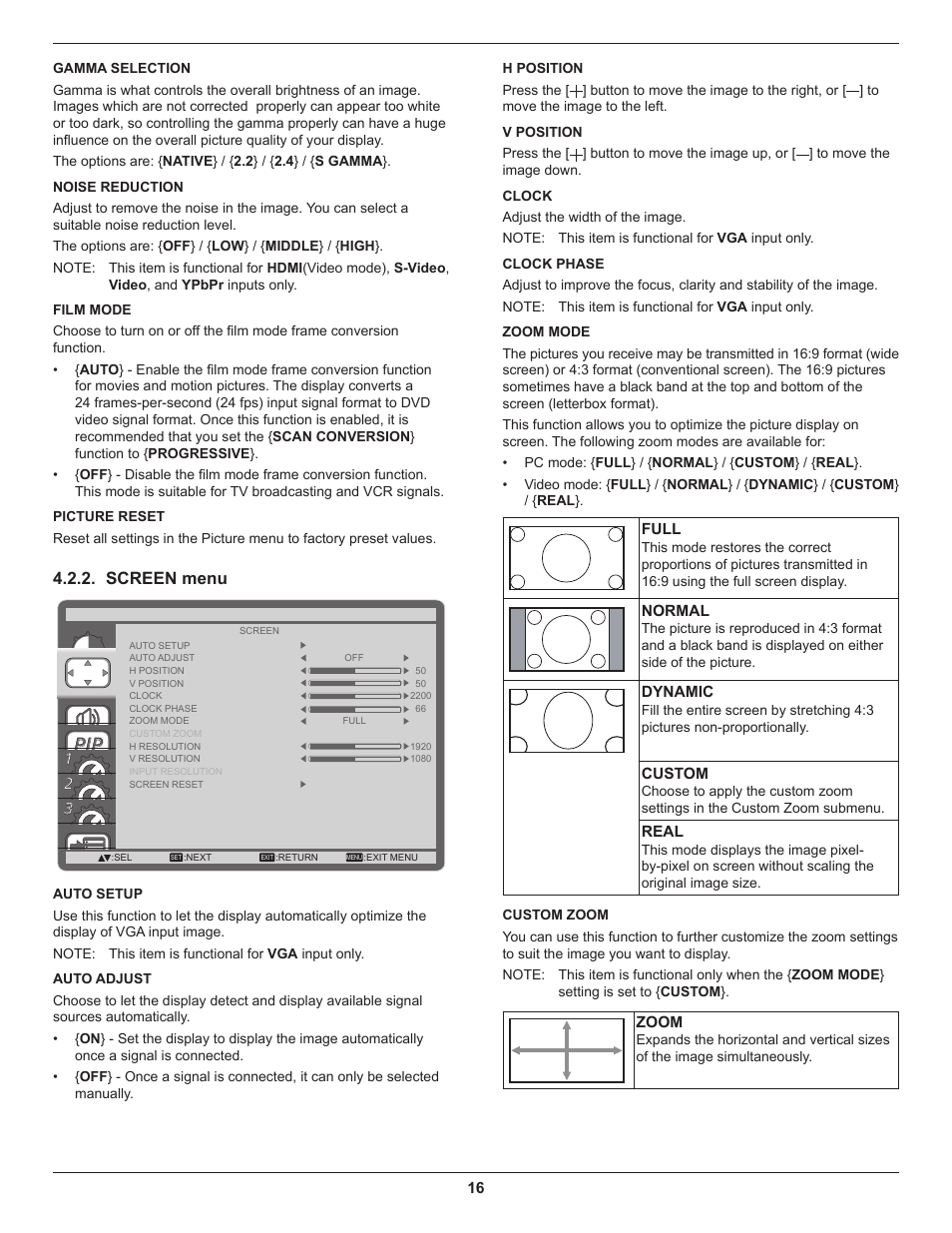 Screen menu | DynaScan 46″ Video Wall Super Narrow Bezel LCD DS46LX2 User Manual | Page 25 / 44