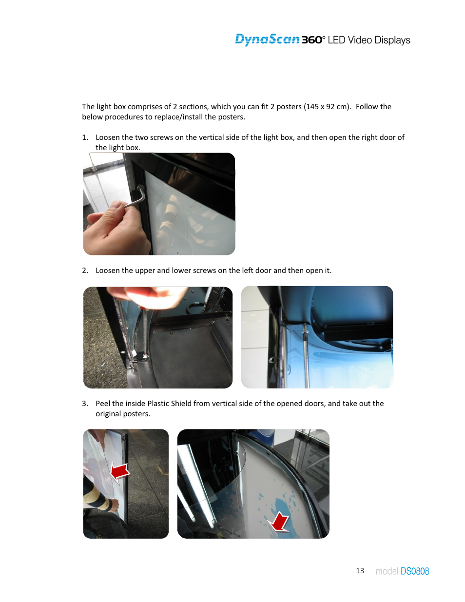 Installing optional equipment, How to install light box posters | DynaScan Indoor 360 Degree LED Video Display DS0808 User Manual | Page 13 / 21