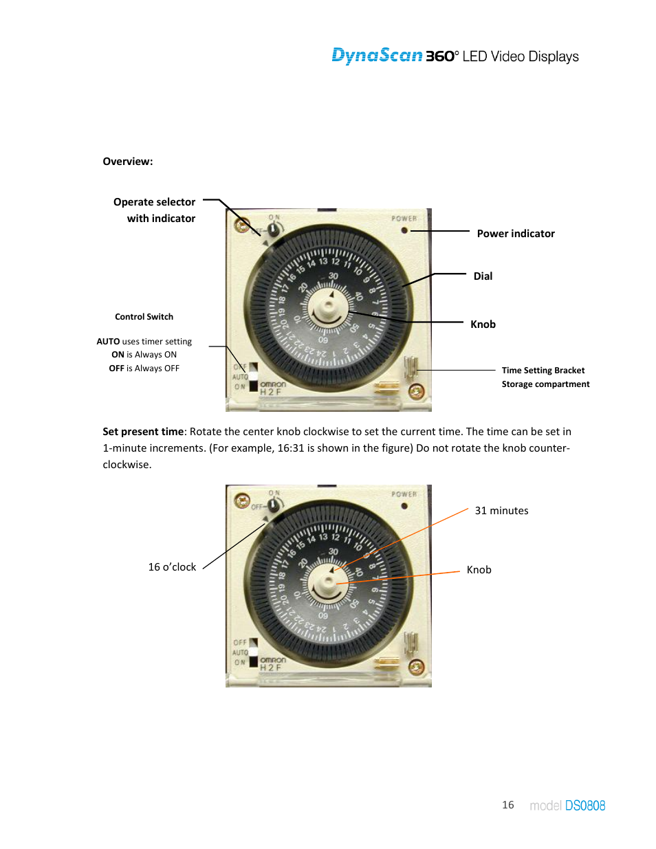 Light box timer setting | DynaScan Indoor 360 Degree LED Video Display DS0808 User Manual | Page 16 / 21