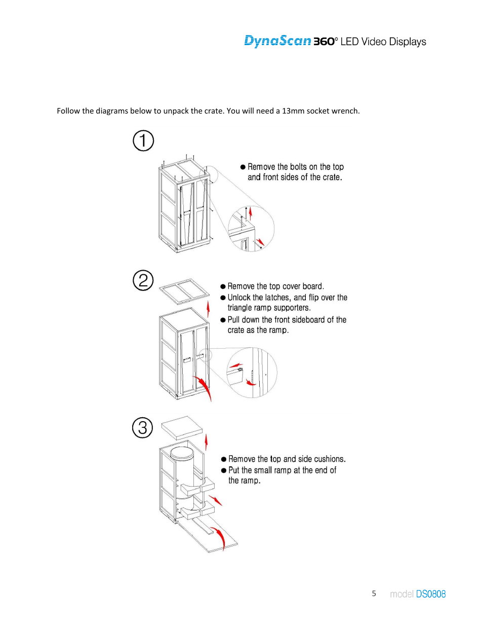 Handling, Unpacking the unit | DynaScan Indoor 360 Degree LED Video Display DS0808 User Manual | Page 5 / 21