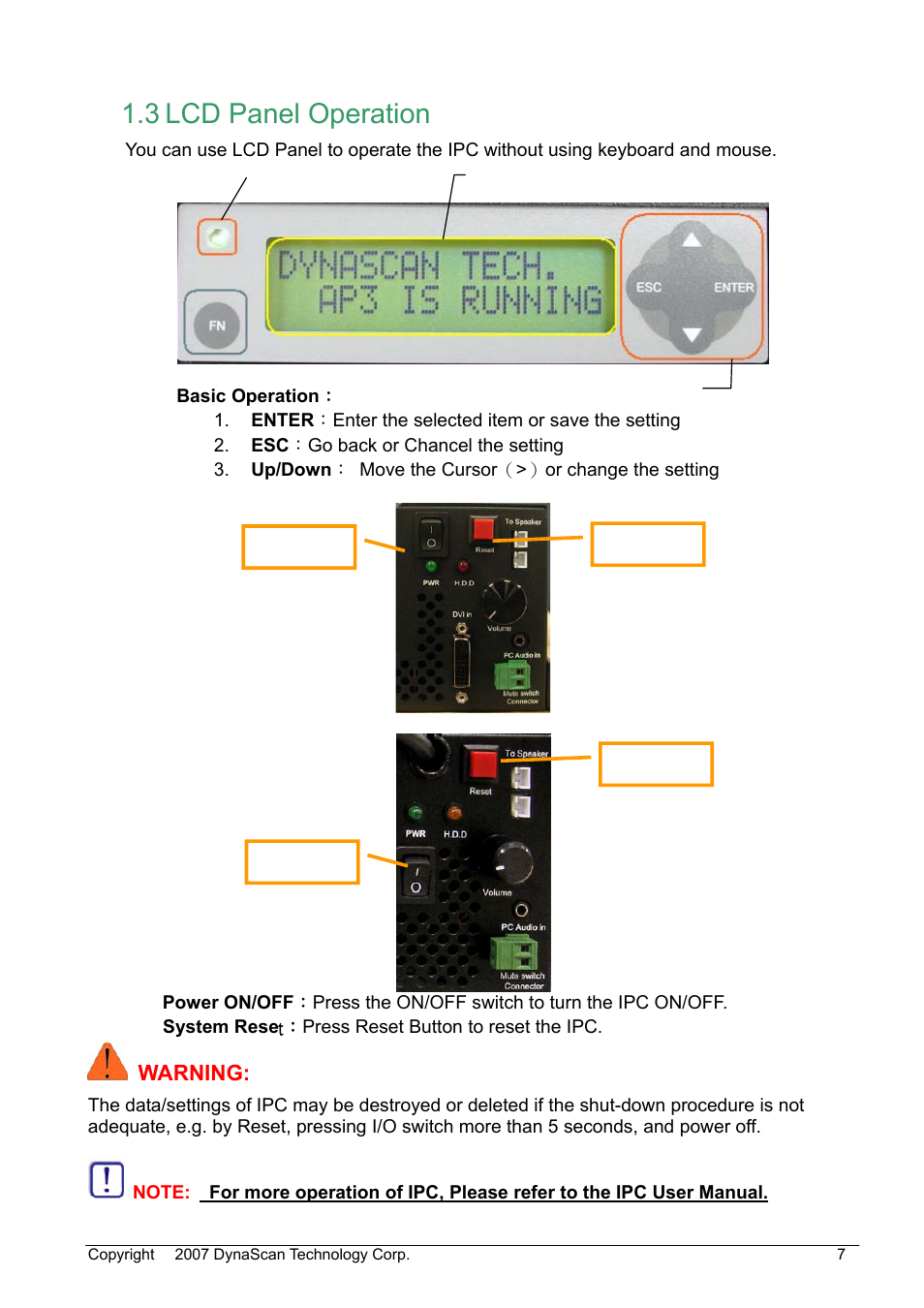 3 lcd panel operation | DynaScan Outdoor 360 Degree LED Video Display DS0706 User Manual | Page 12 / 27