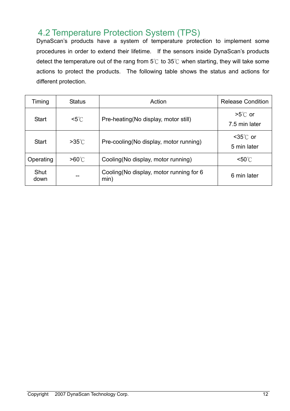 2 temperature protection system (tps) | DynaScan Outdoor 360 Degree LED Video Display DS0706 User Manual | Page 17 / 27