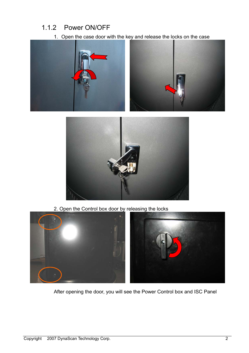 2 power on/off | DynaScan Outdoor 360 Degree LED Video Display DS0706 User Manual | Page 7 / 27