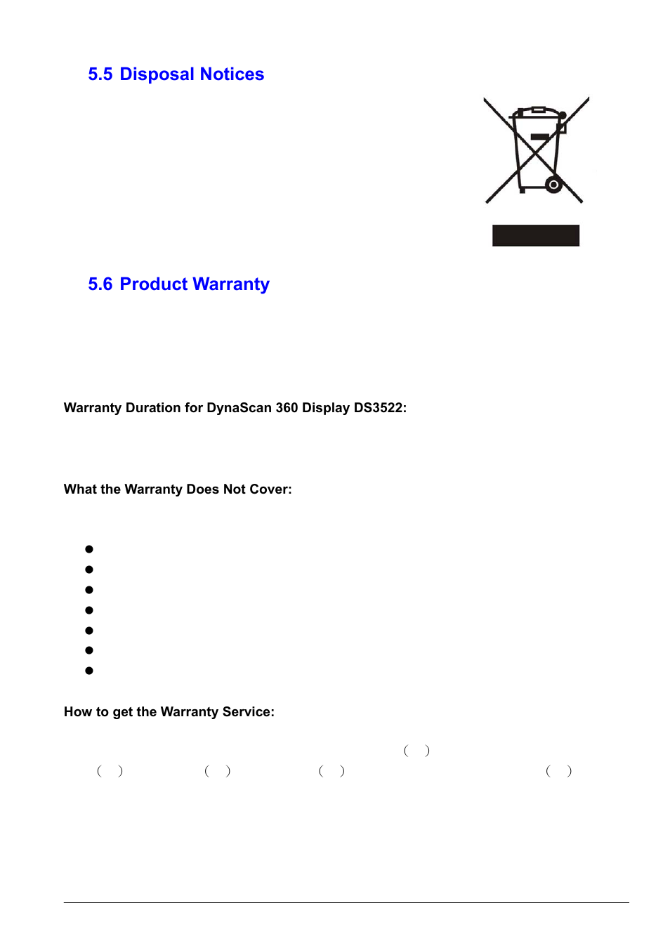 5 disposal notices, 6 product warranty | DynaScan Outdoor 360 Degree LED Video Display DS3522 User Manual | Page 28 / 29