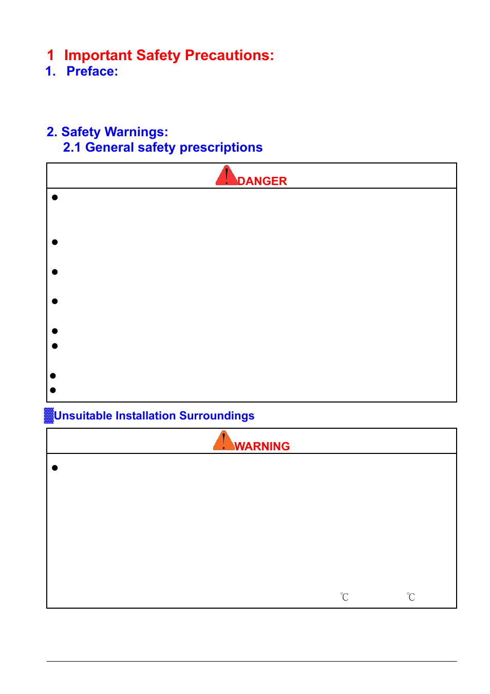 1 important safety precautions, Preface, Safety warnings: 2.1 general safety prescriptions | DynaScan Outdoor 360 Degree LED Video Display DS3522 User Manual | Page 3 / 29