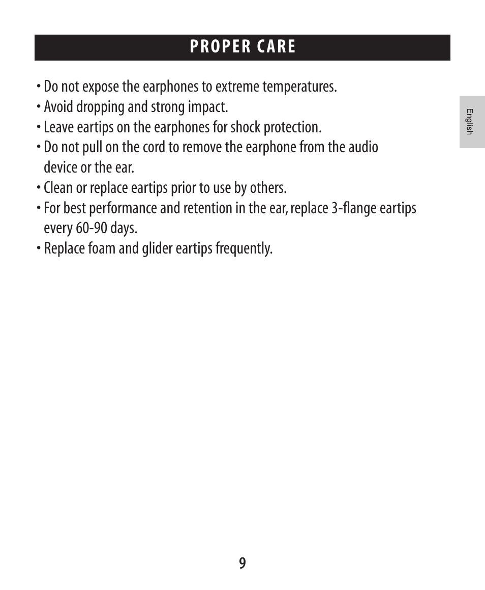 About et ymotic research proper c are | Etymotic ER•4® microPro® Earphones User Manual | Page 10 / 62