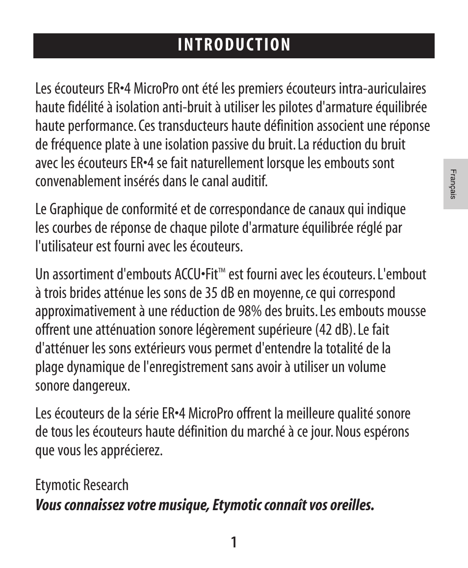 Introduction | Etymotic ER•4® microPro® Earphones User Manual | Page 12 / 62