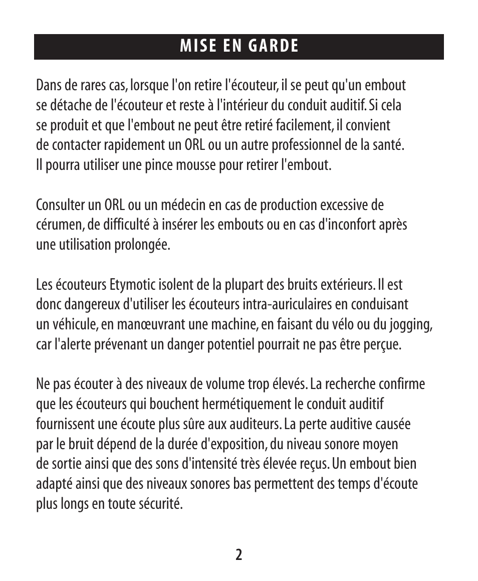 Etymotic ER•4® microPro® Earphones User Manual | Page 13 / 62
