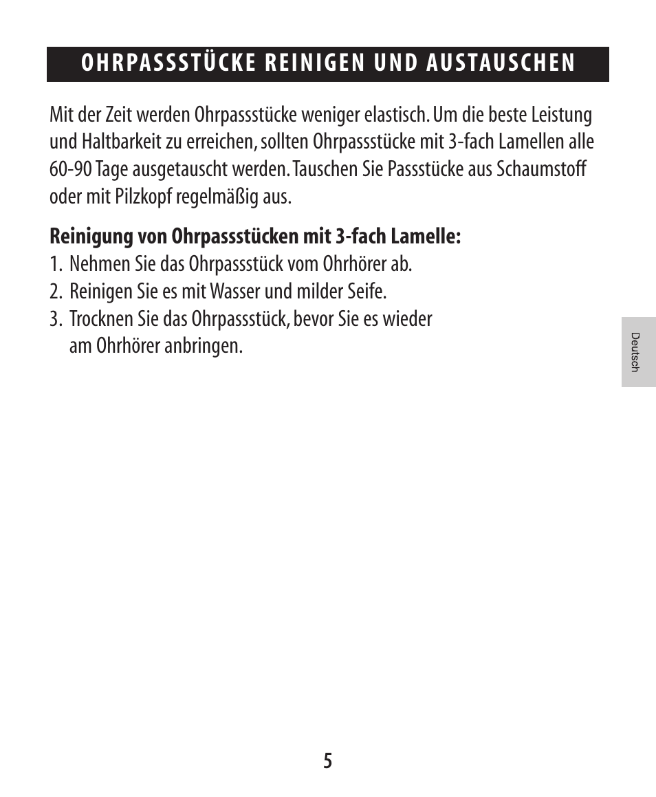 Ohrpassstücke reinigen und austauschen | Etymotic ER•4® microPro® Earphones User Manual | Page 26 / 62