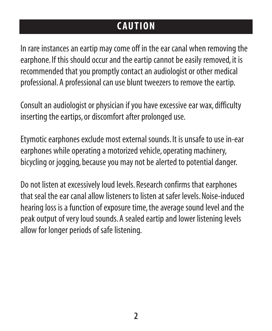 Etymotic ER•4® microPro® Earphones User Manual | Page 3 / 62