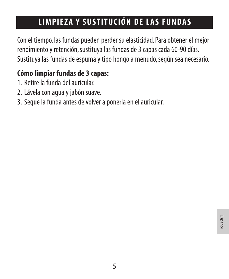 Limpiez a y sustitución de l as fundas | Etymotic ER•4® microPro® Earphones User Manual | Page 56 / 62