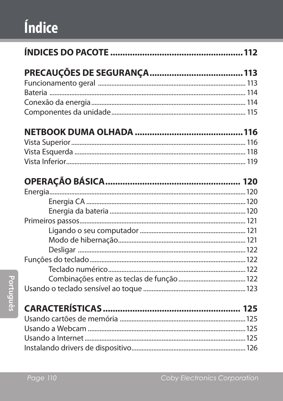 Índice | COBY electronic NBPC892 User Manual | Page 110 / 138